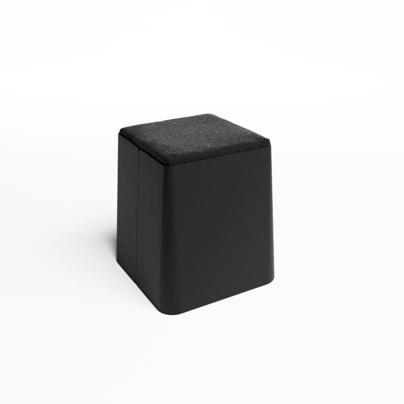 Black Bric Stool - Black Fabric Top