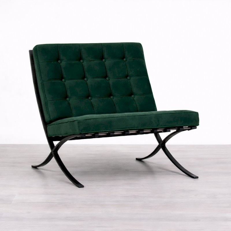 Barcelona Style Chair - Green Velvet (available from 1st June)