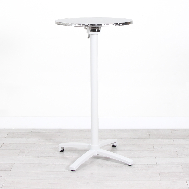 600mm Chrome Round Poseur Table - White Frame