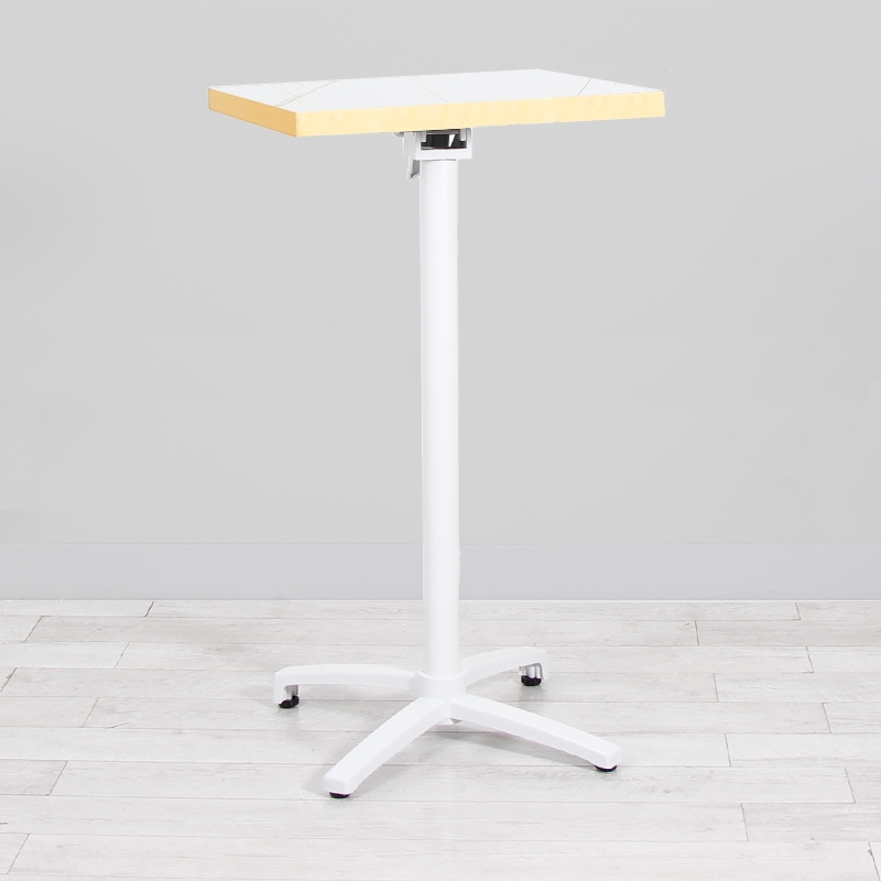 600mm White Marble Square Poseur Table - White Frame