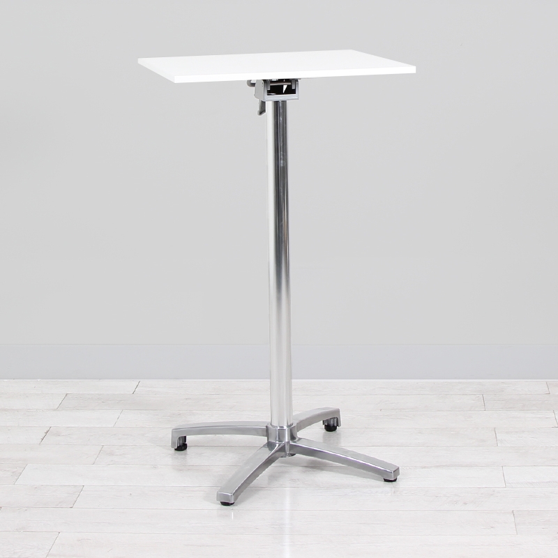 600mm White Square Poseur Table - Chrome Frame