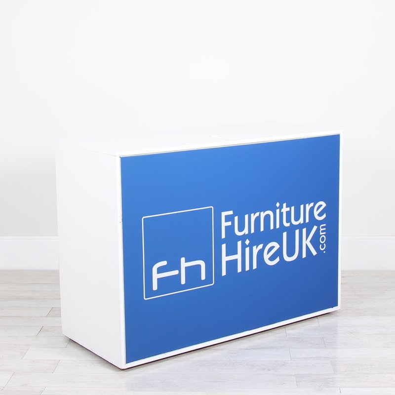 Illuminated Reception Counter White 1400 x 600 x 1000 with Graphics