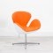Orange Fabric White Swan Chair