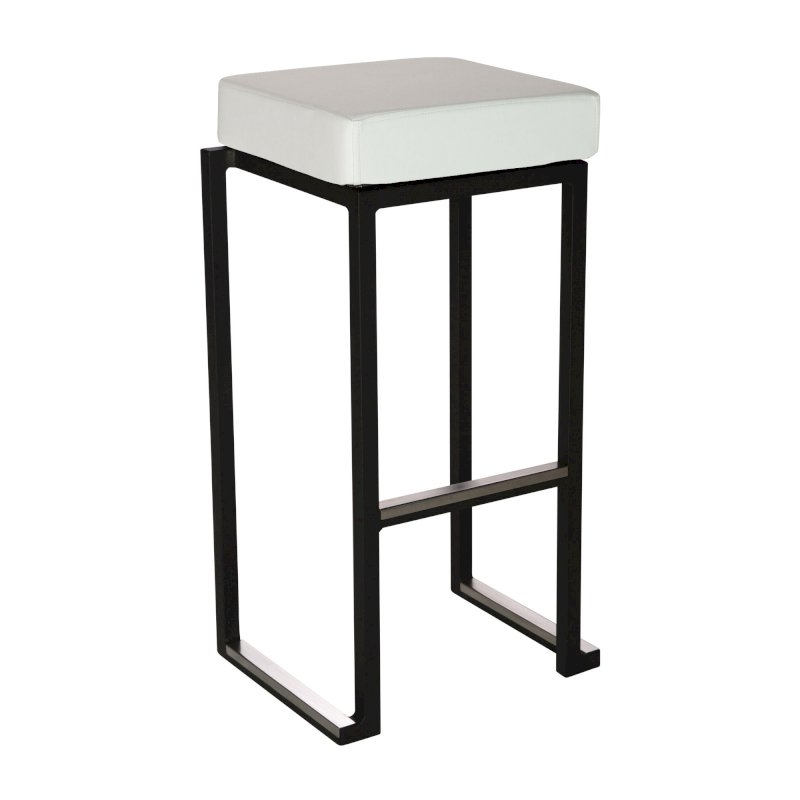 Nevada Bar Stool - Black Base White Leather Pad