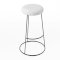 Black Chrome Spire Stool - White Teddy Pad