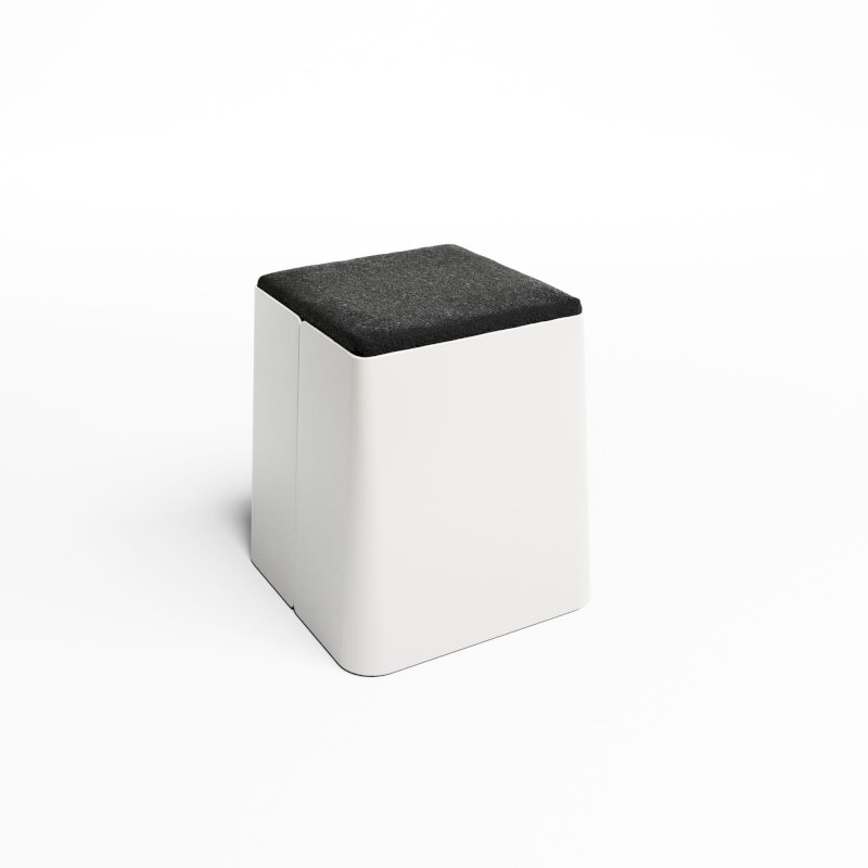 White Bric Stool - Black Fabric Top
