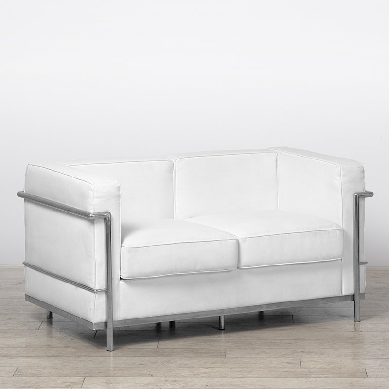 2 Seater Corbusier Sofa - White