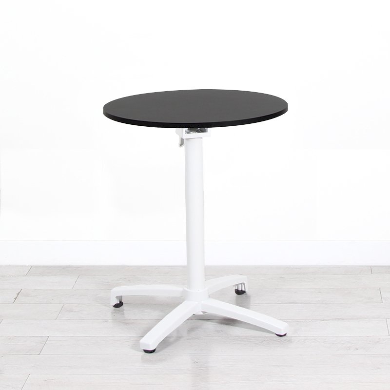 600mm Black Round Bistro Table - White Frame