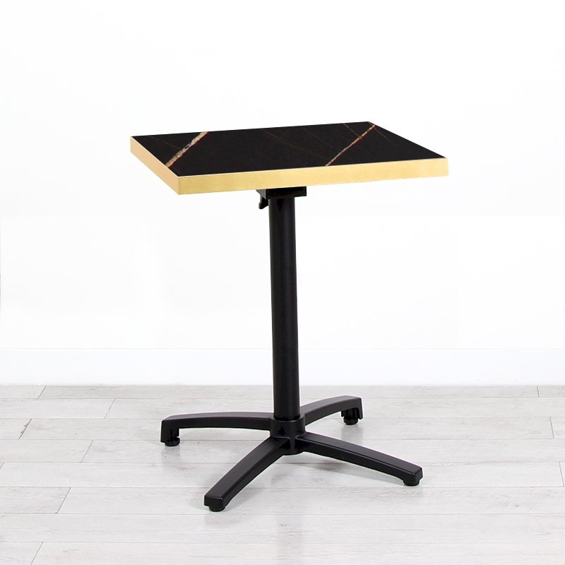 600mm Black Marble Square Bistro Table - Black Frame