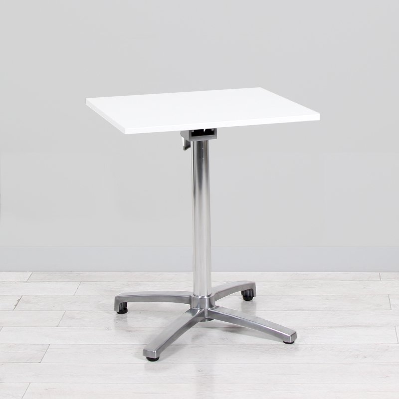 600mm White Square Bistro Table - Chrome Frame