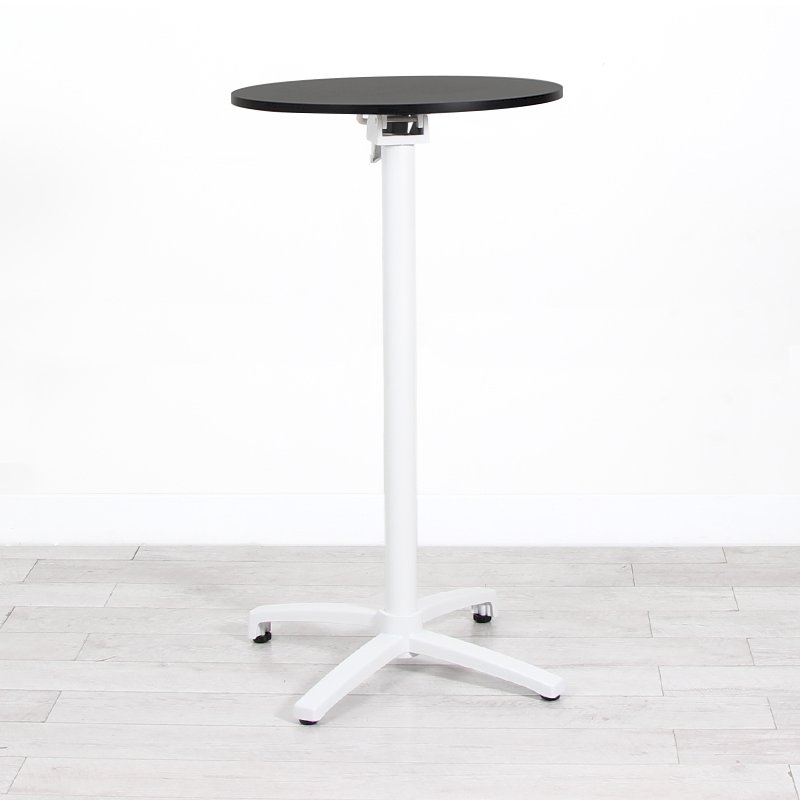 600mm Black Round Poseur Table - White Frame