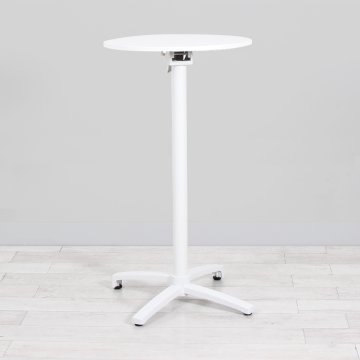 600mm White Round Poseur Table - White Frame