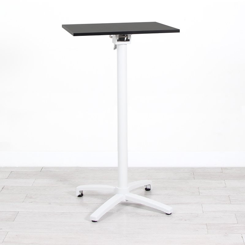 600mm Black Square Poseur Table - White Frame