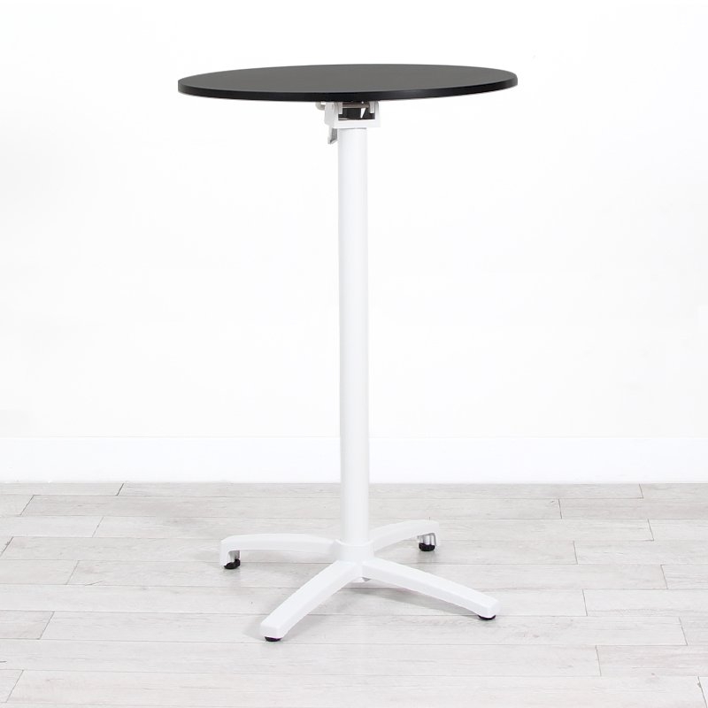 700mm Black Round Poseur Table - White Frame