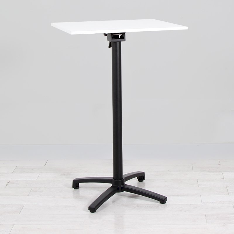 700mm White Square Poseur Table - Black Frame
