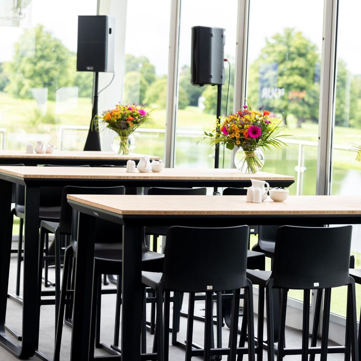 Featured: Utah black poseur table with Kansas black stools.