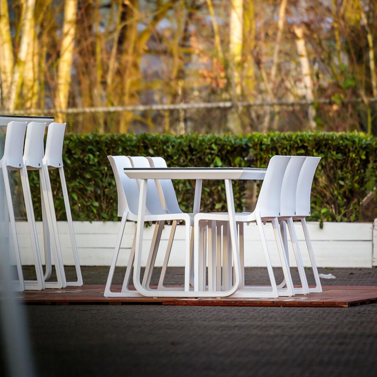 Featured: Utah white bistro table with Kansas white chairs.