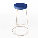 Rose Gold Chrome Spire Stool - Blue Pad