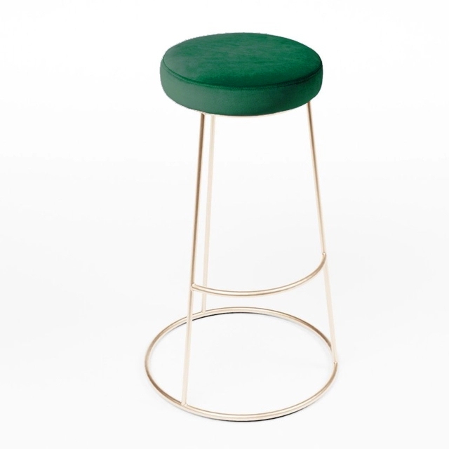Rose Gold Chrome Spire Stool - Green Pad