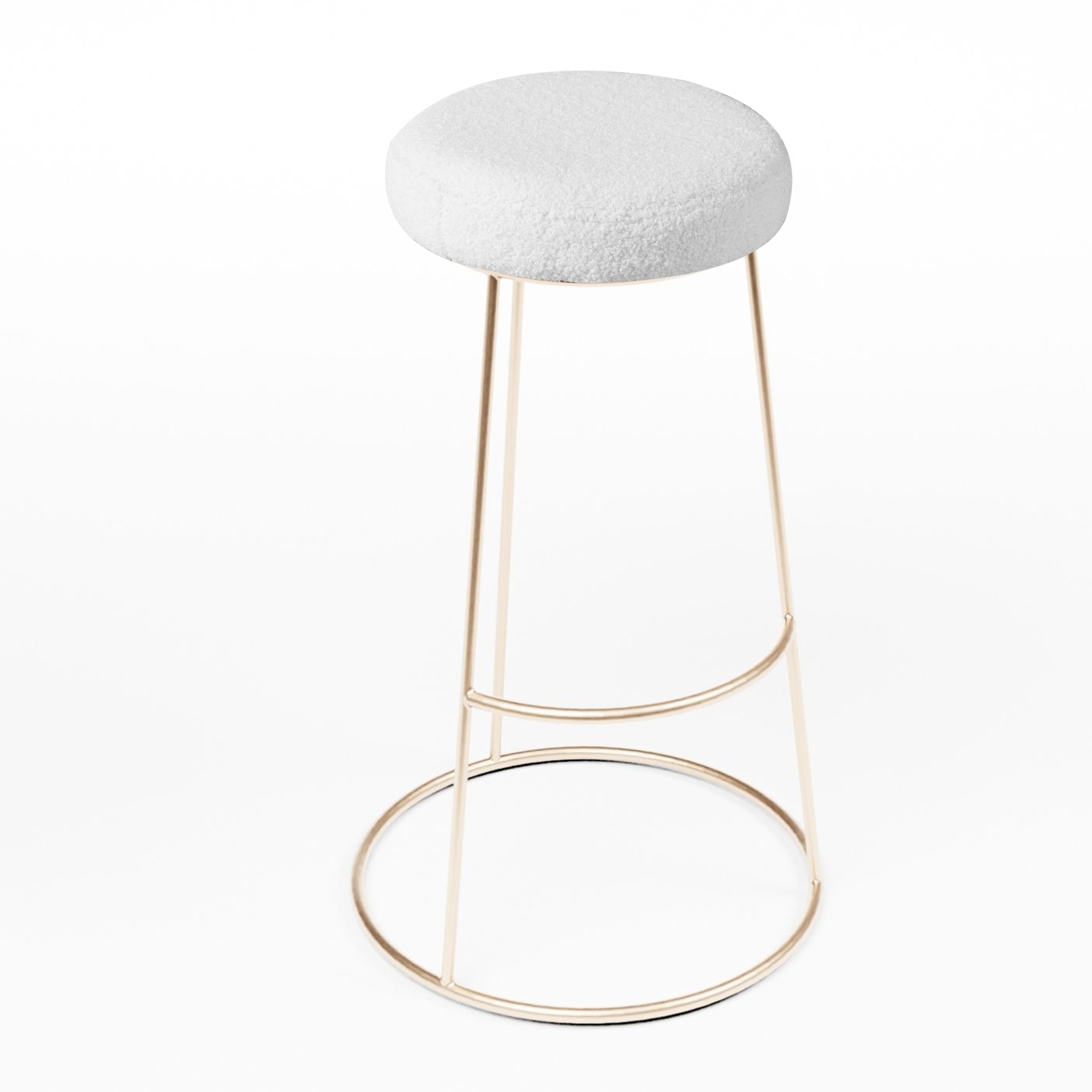 Rose Gold Chrome Spire Stool - White Teddy Pad