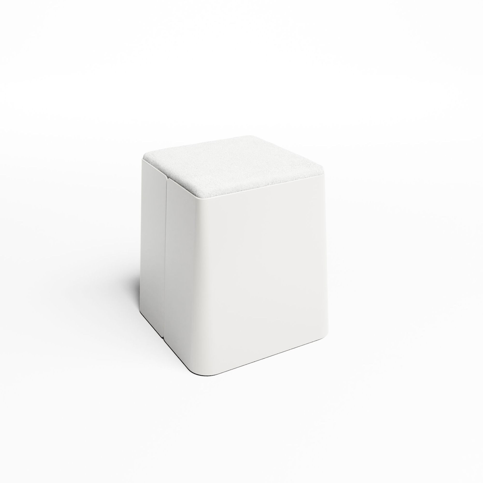 White Bric Stool - White Fabric Top