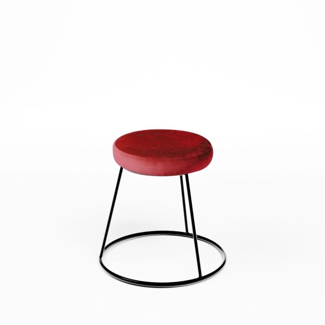 Black Chrome Low Spire Stool - Red Pad