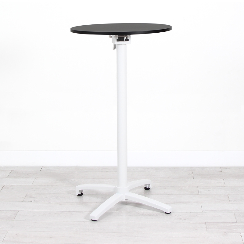 600mm Black Round Poseur Table - White Frame