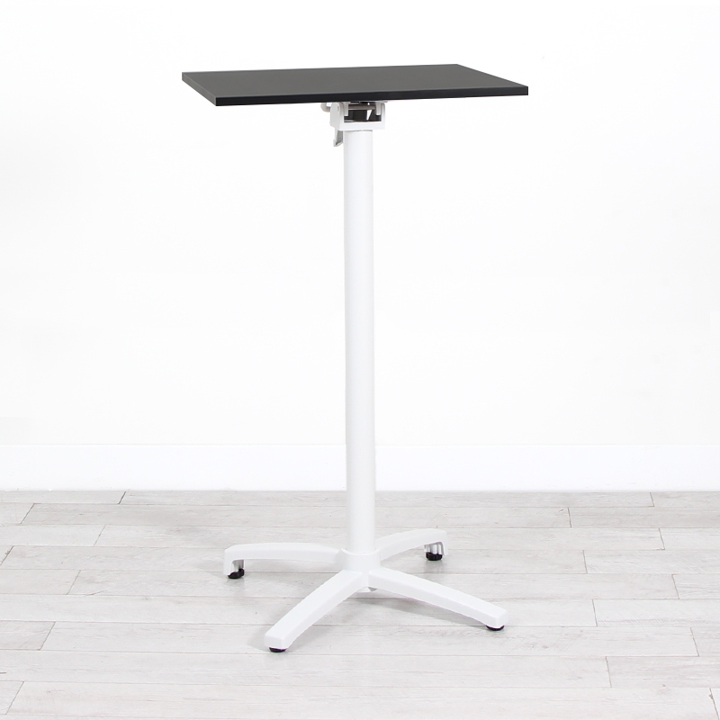 600mm Black Square Poseur Table - White Frame