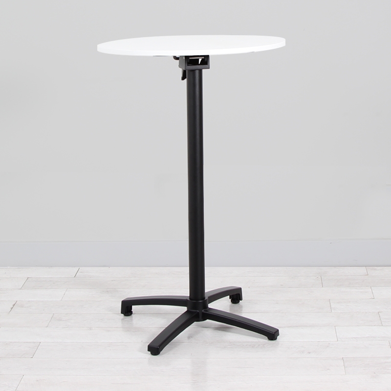 700mm White Round Poseur Table - Black Frame
