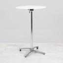 700mm White Round Poseur Table - Chrome Frame