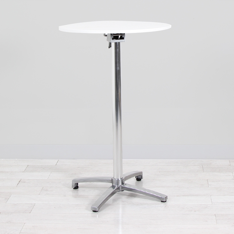 700mm White Round Poseur Table - Chrome Frame