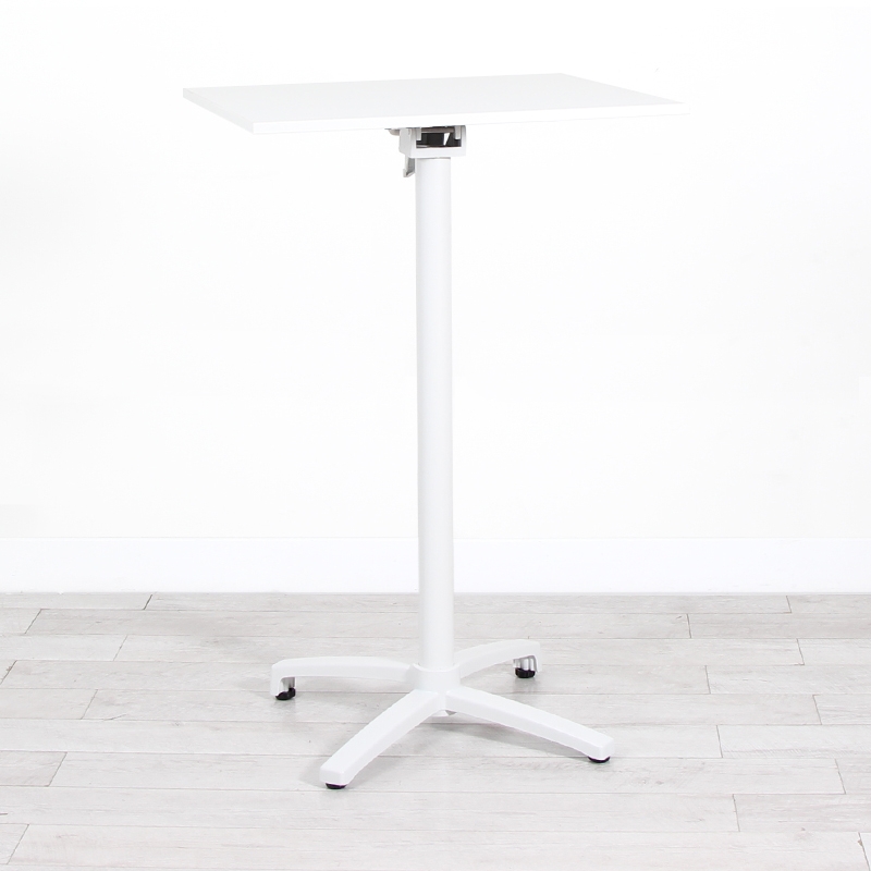 700mm White Square Poseur Table - White Frame
