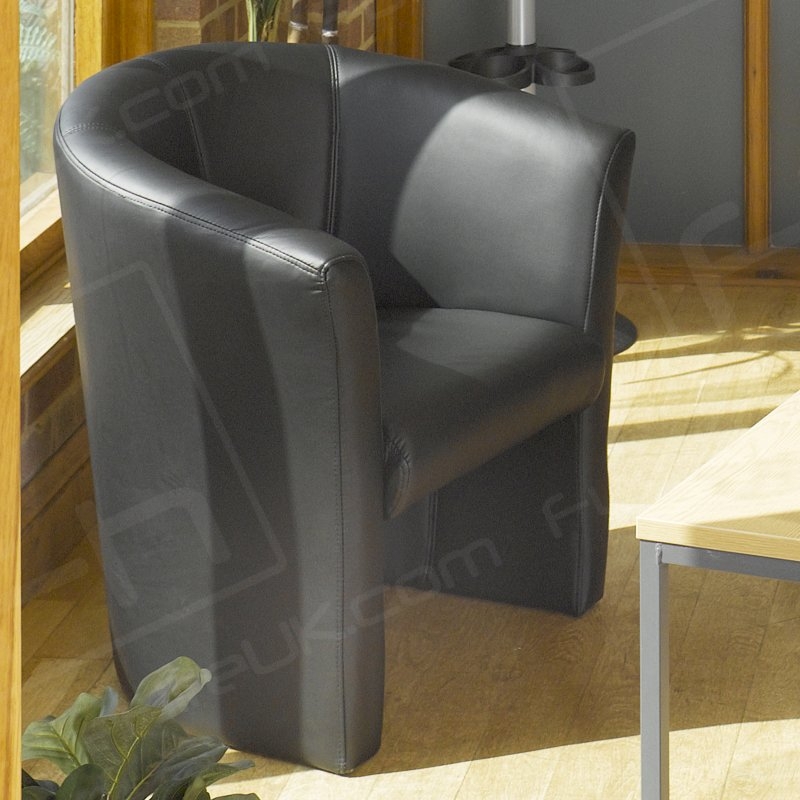 Black Leather Tub Chair