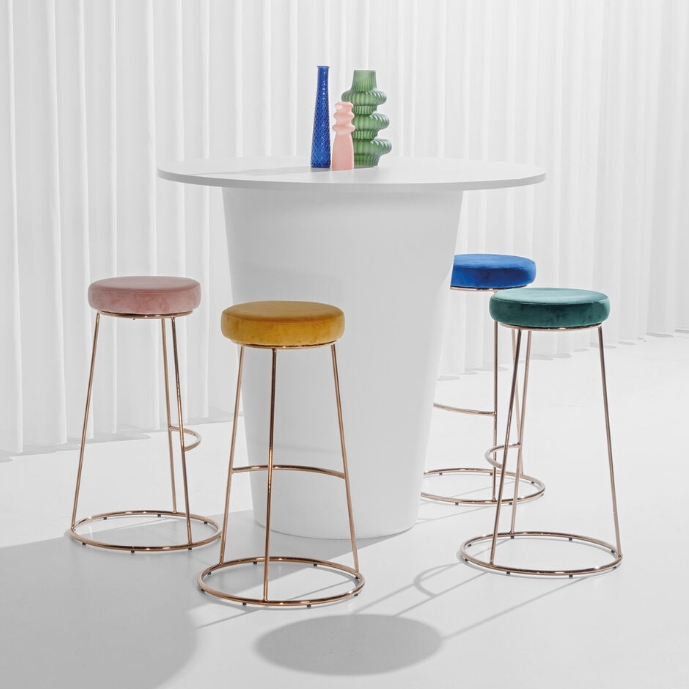 Rose Gold Chrome Spire Stool - Black Pad