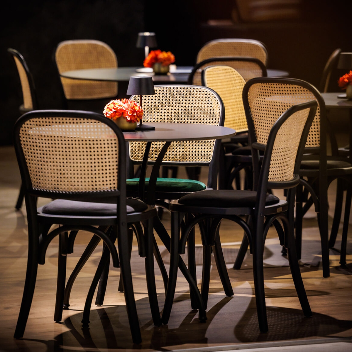 Cane Back Chair - Green Pad