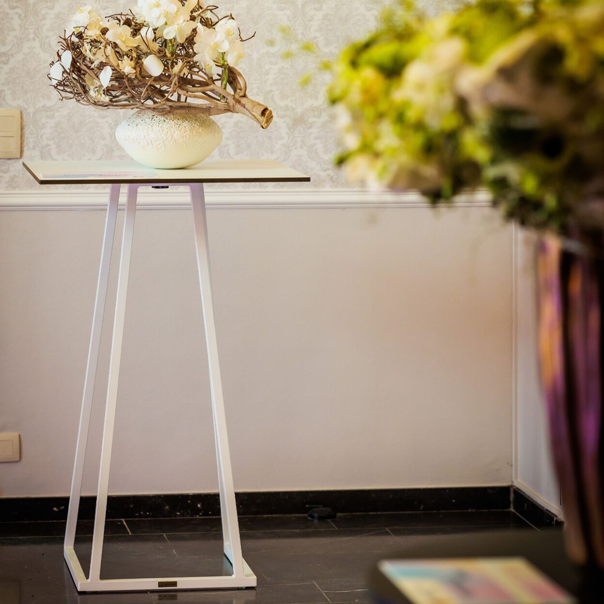 Dallas Square Poseur Table - White