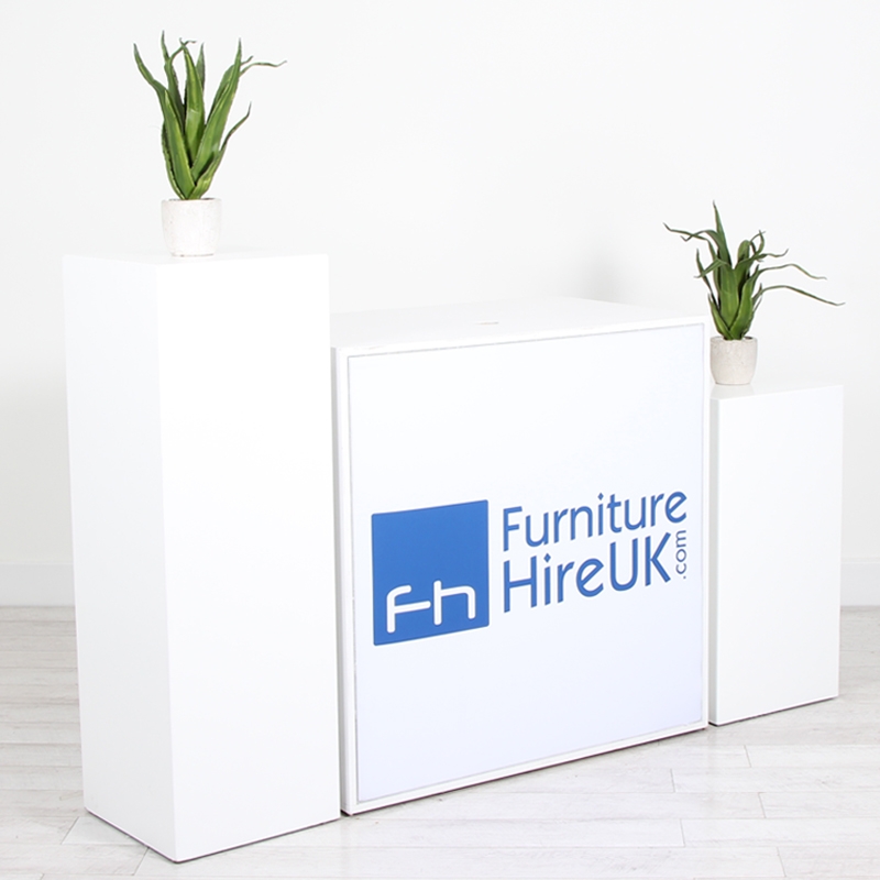 Illuminated Reception Counter White 1000 x 600 x 1000