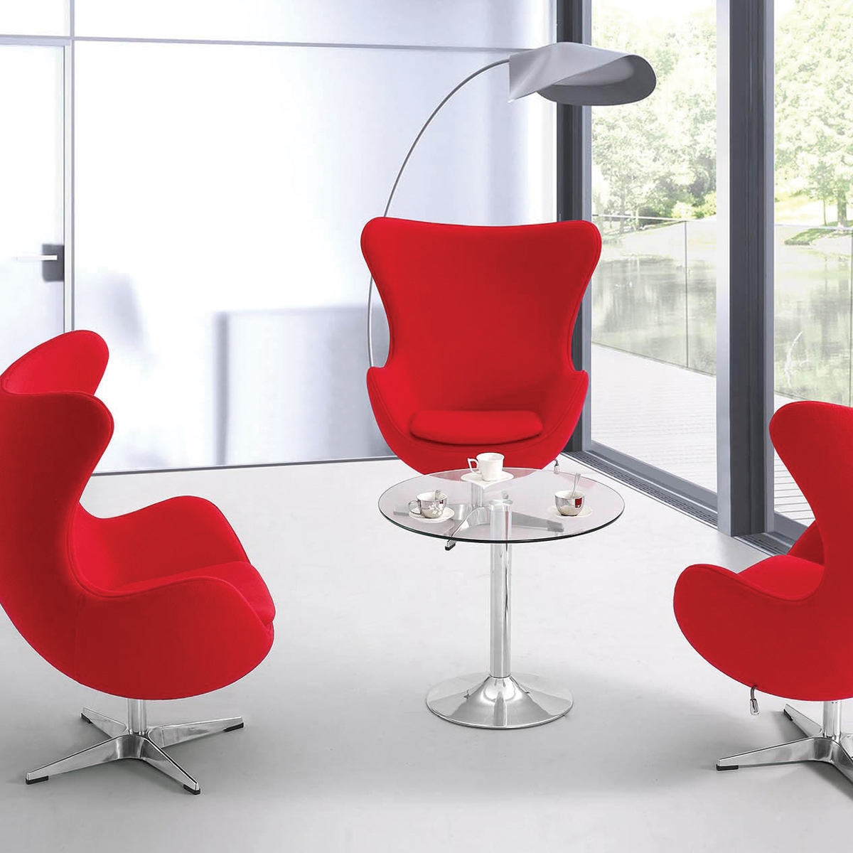 Red Fabric Egg Chair