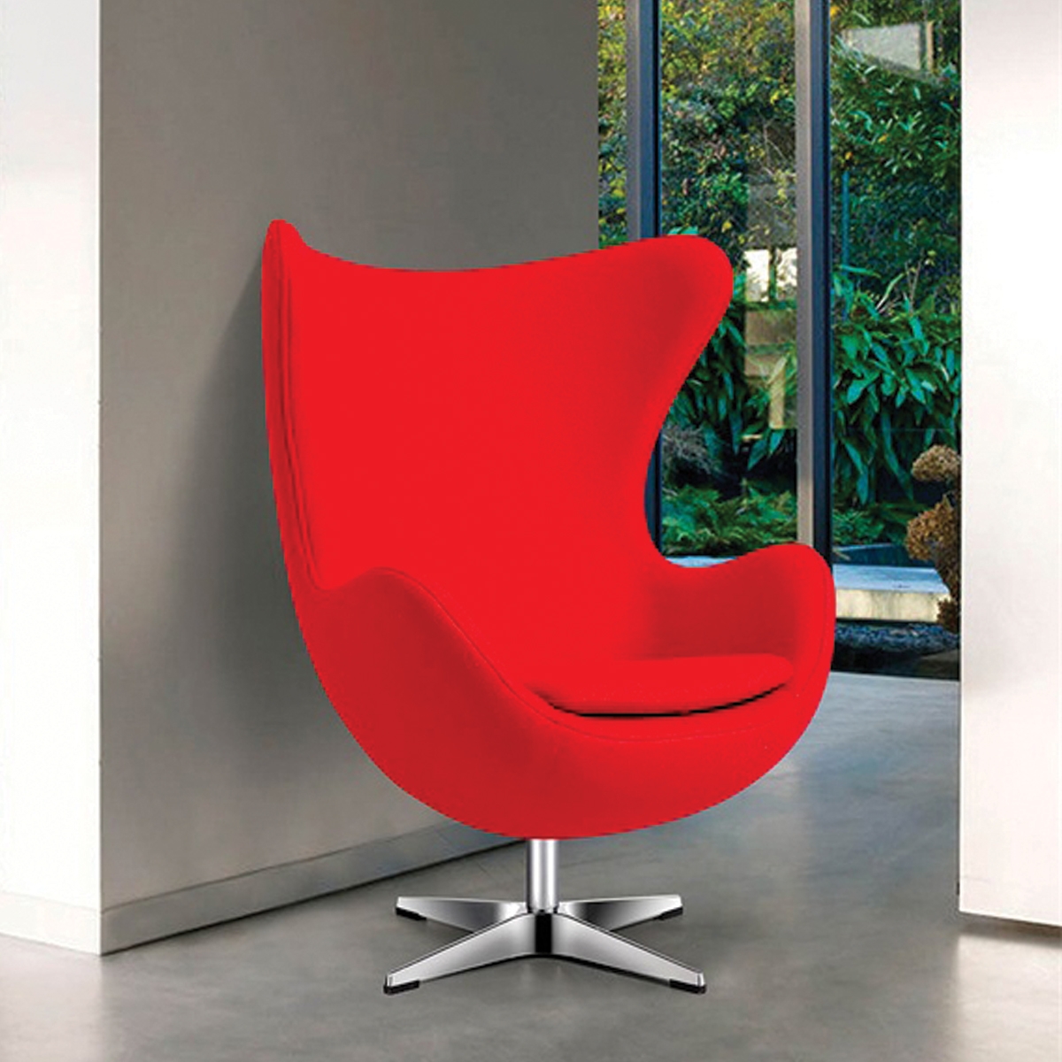 Red Fabric Egg Chair