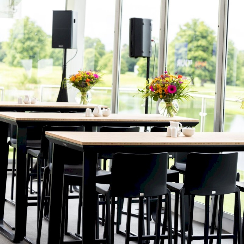 Utah Double Poseur Table - Black Base Black Top