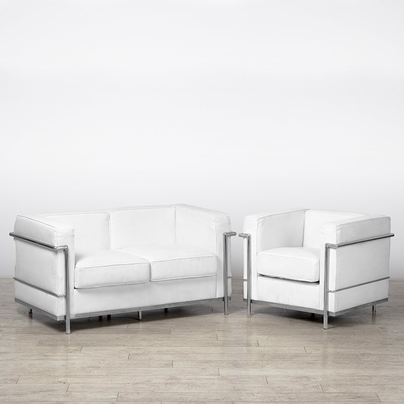 2 Seater Corbusier Sofa - White