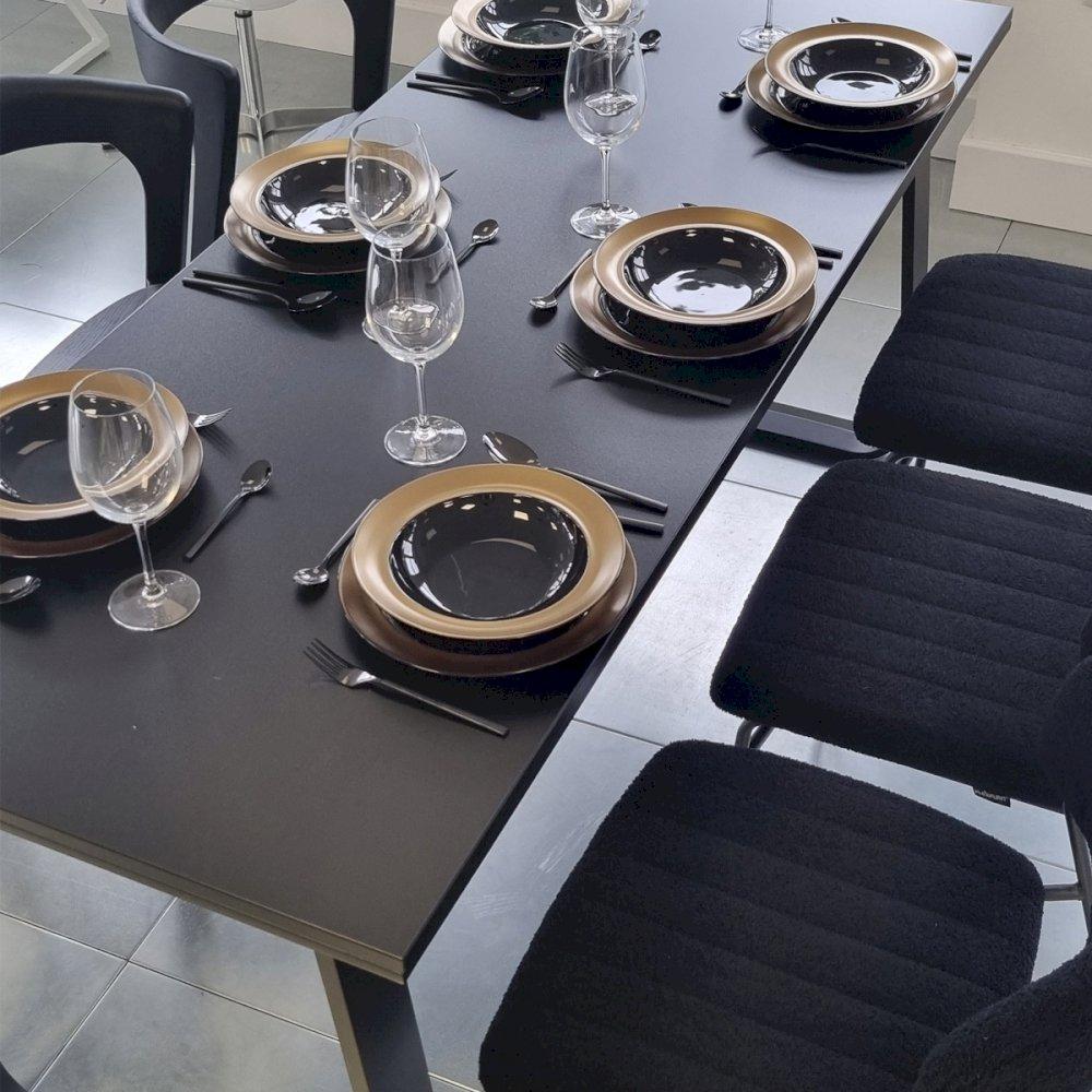 Hire black Utah tables alongside black Ski chairs to create a sleek, modern, and cohesive look for your event space.