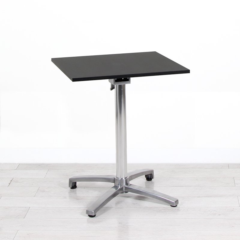 600mm Black Square Bistro Table - Chrome Frame