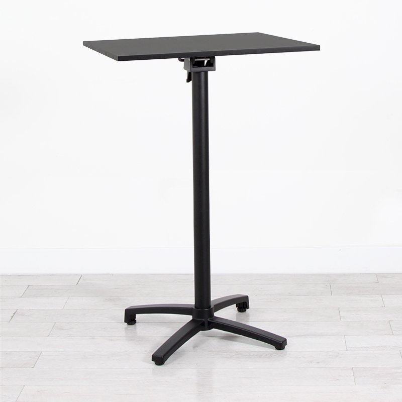 700mm Black Square Poseur Table - Black Frame