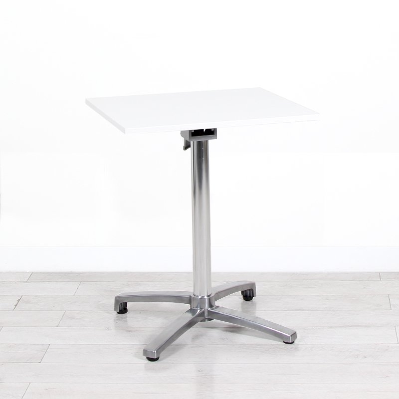 600mm White Square Bistro Table - Chrome Frame