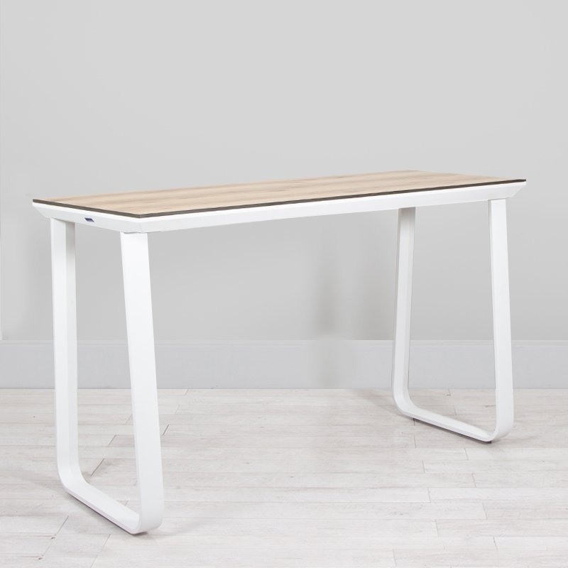 Utah Double Poseur Table - White Base Natural Oak Top