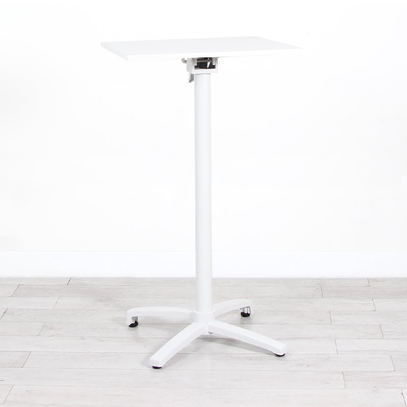 600mm White Square Poseur Table - White Frame