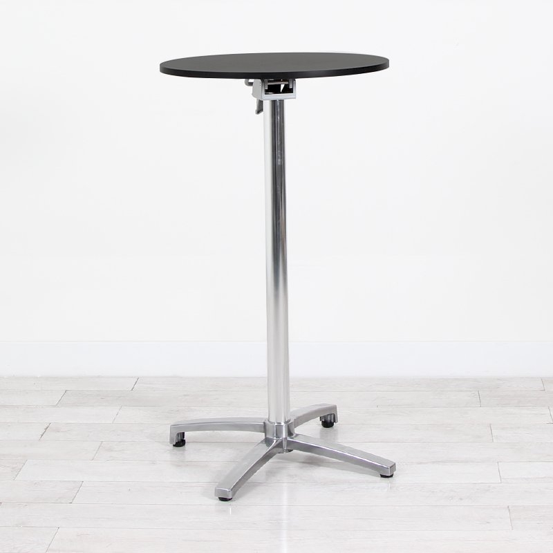600mm Black Round Poseur Table - Chrome Frame