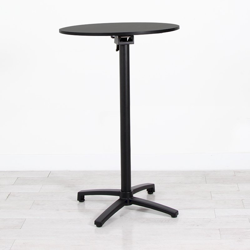 700mm Black Round Poseur Table - Black Frame