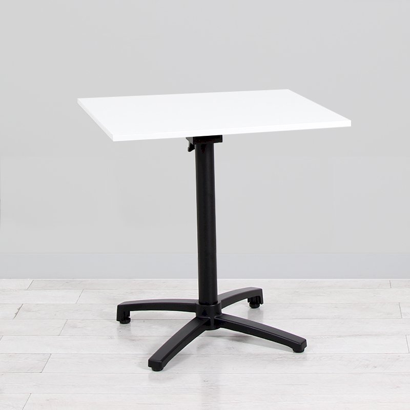700mm White Square Bistro Table - Black Frame